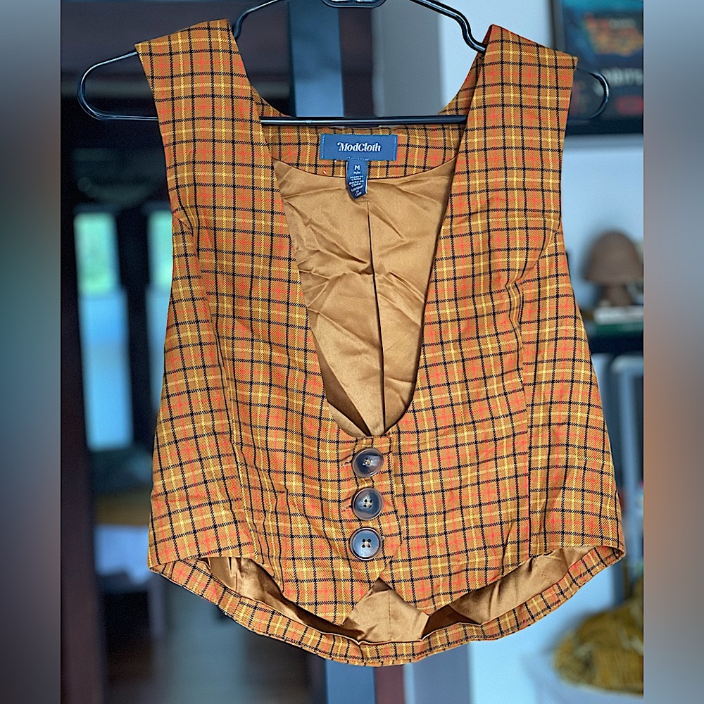 🤎 Modcloth Plaid Vest 🤎 Academia Vibes 🤎 Size M 🤎